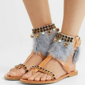 Feathered/beaded Mabu Sandals